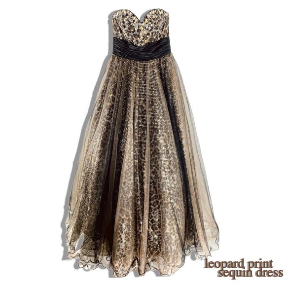 Leopard Print Sequin Gown - Picture 1 of 3